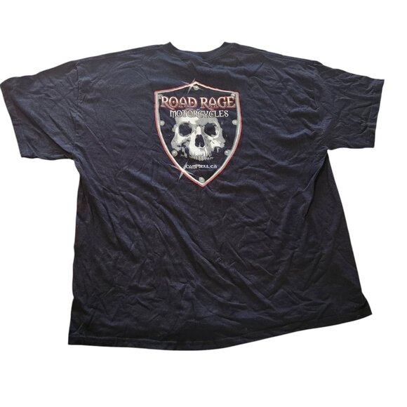 RRM Road Rage Motorcycles T-Shirt Skull Size XXL 2XL Black Campbell CA VTG NEW - Picture 1 of 8